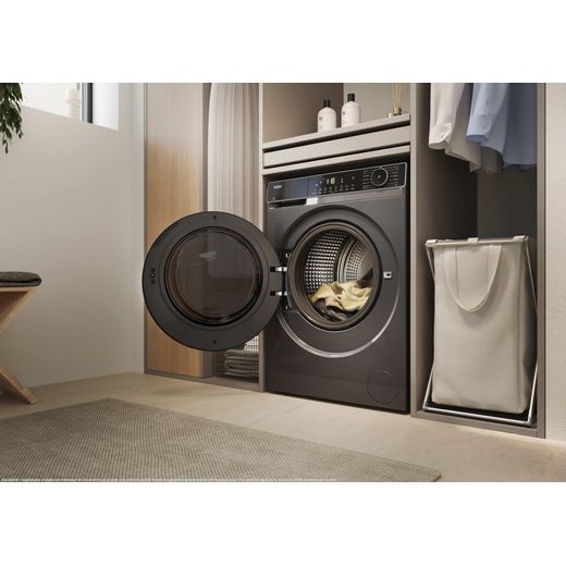 Haier X Series 5 HWD100BP16357GUK 10Kg / 6Kg Washer Dryer with 1600 rpm - Graphite - Washer dryer in utility room shot