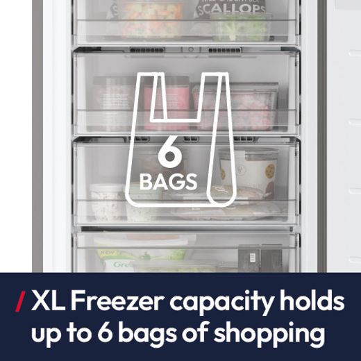Hoover HONCQ3T518EWWK 185cm 50/50 No Frost Fridge Freezer - White  - Annotation - XL freezer capacity shot