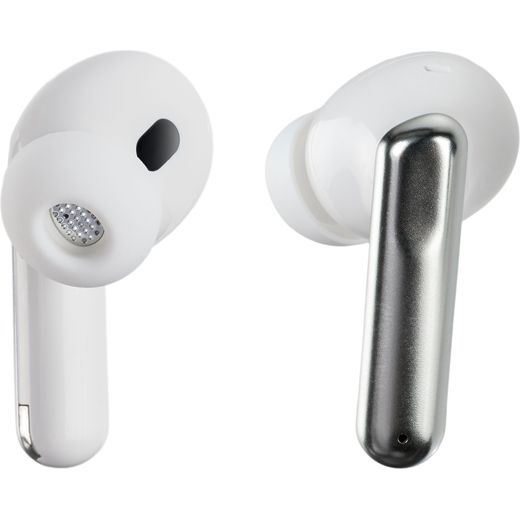 AO Earbuds Wireless Noise Cancelling In-Ear Headphones - White - Front and back headphones shot