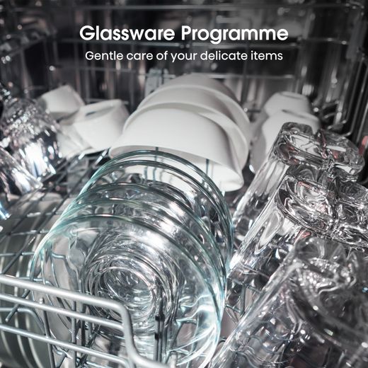 Hisense Fully Integrated Slimline Dishwasher - Silver Control Panel - Annotation - Glassware programme