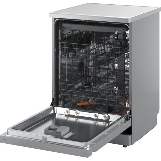 LG TrueSteam™ QuadWash™ Standard Dishwasher - Silver - Left perspective door open shot