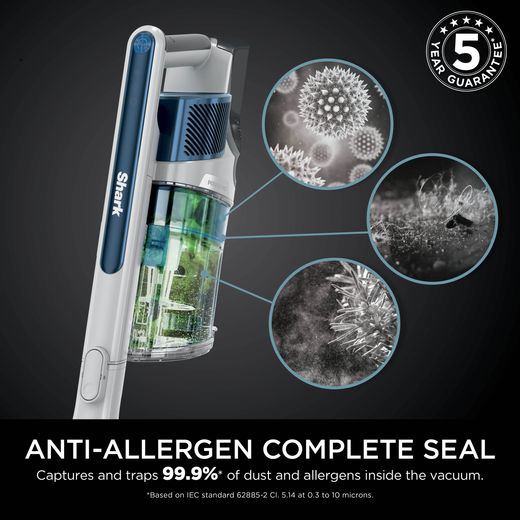 Shark Cordless Vacuum Cleaner - Blue Metallic - Annotation - Anti-allergen complete seal