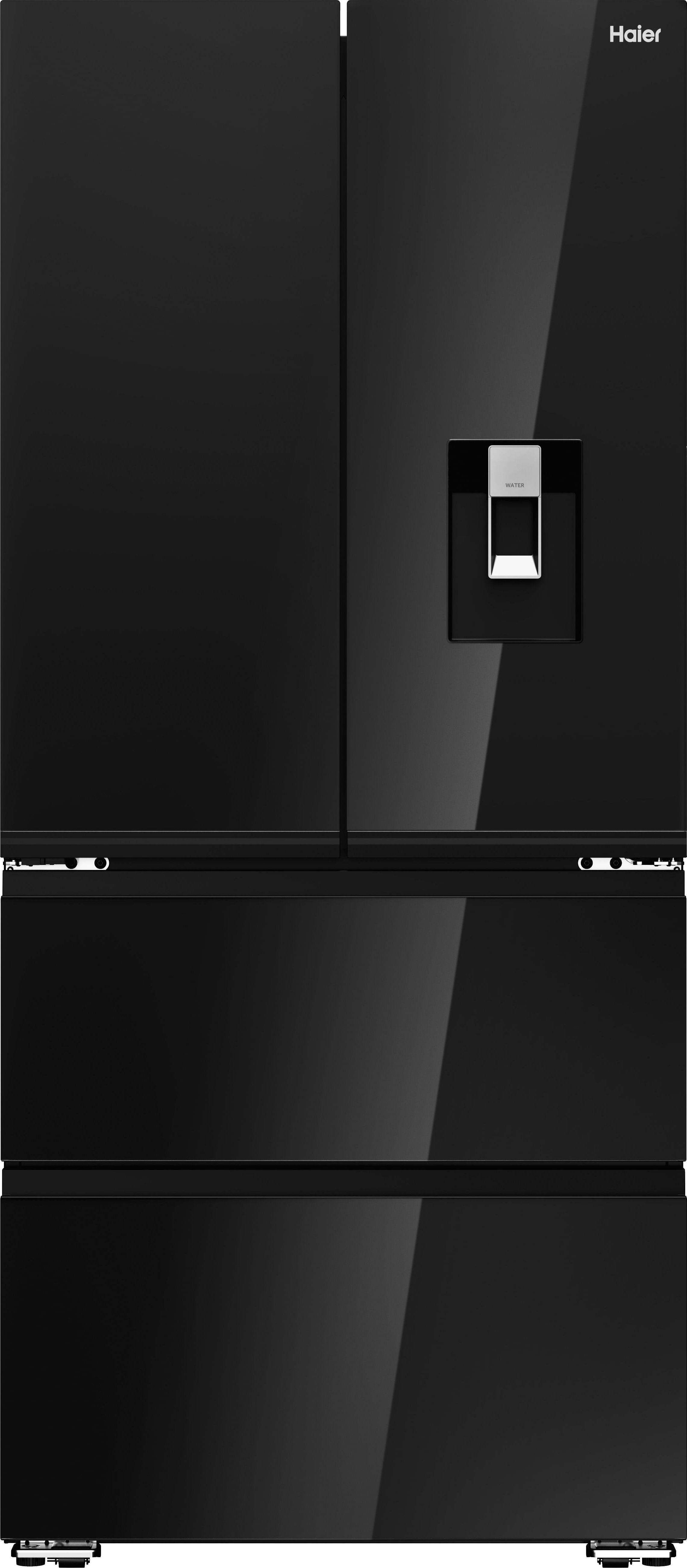 Haier French Series 7 Obsidian Glass HFKR7819DWGB American Fridge Freezer - 468 L - Black