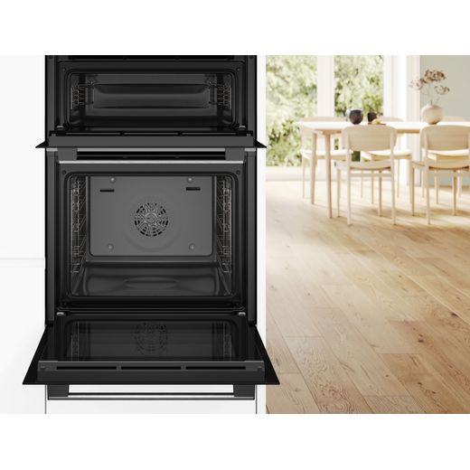Bosch MBA533BS3B Electric Double Oven Stainless Steel - Front with oven door open shot