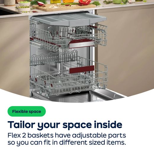 NEFF N70 Fully Integrated Standard Dishwasher - Silver  - AO Annotation - Flexible-Space
