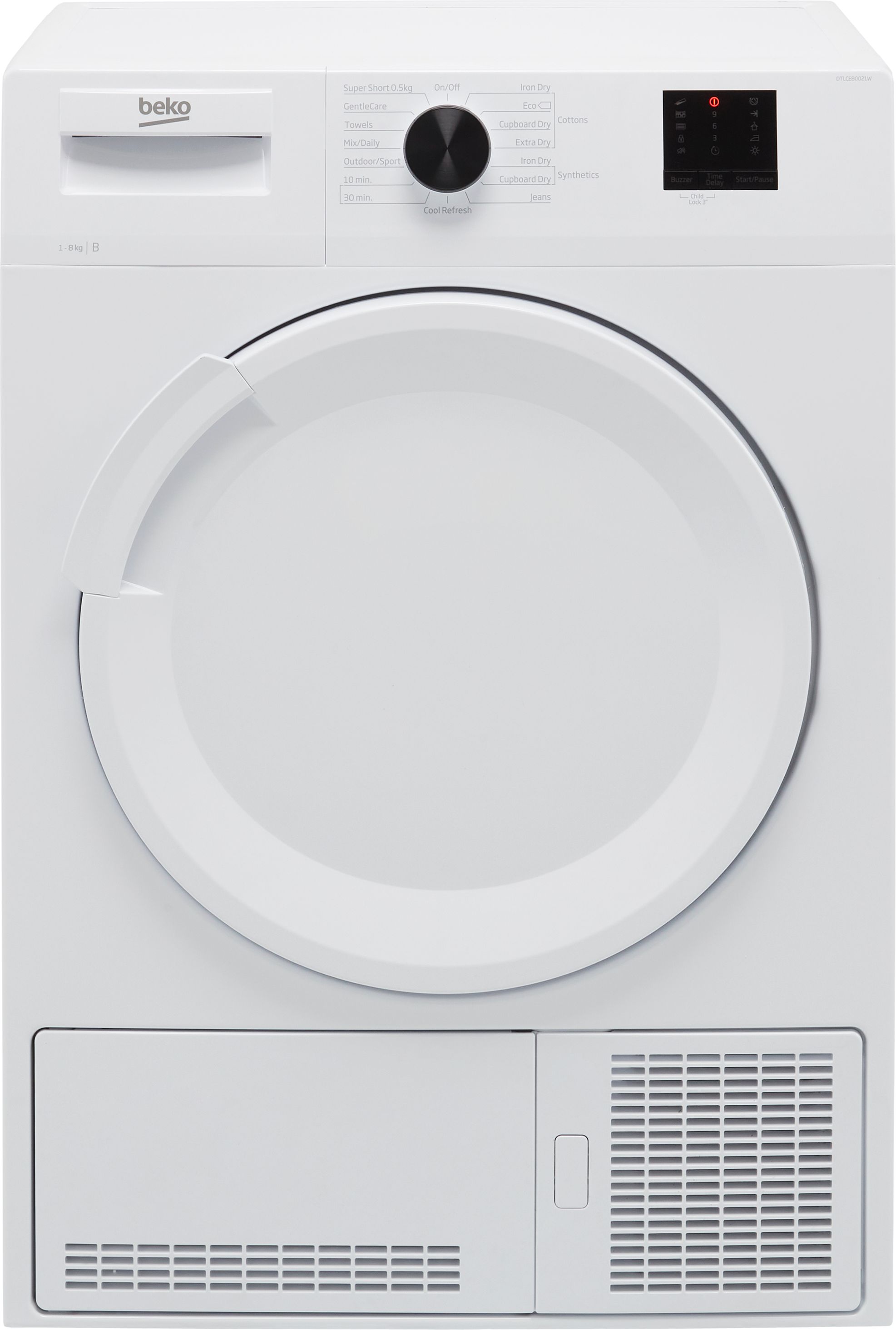 Beko DTLCE80021W 8Kg Condenser Tumble Dryer - White - B Rated