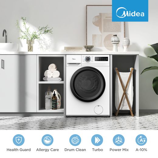 Midea MF110W90BA10/T-UK 9kg Washing Machine with 1351 rpm - Graphite - annotation - feature shot