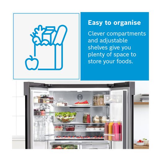 Bosch Series 6 American Fridge Freezer - Stainless Steel Effect - Annotation - Easy to organise
