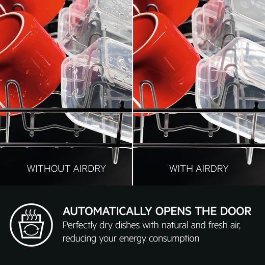 AEG Integrated Standard Dishwasher - Black - Annotation - Auto door open shot 