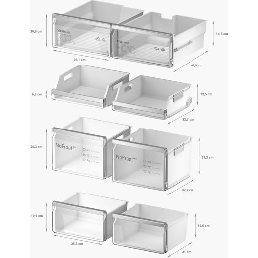 Bosch Series 6 American Fridge Freezer - Stainless Steel - Dimensions