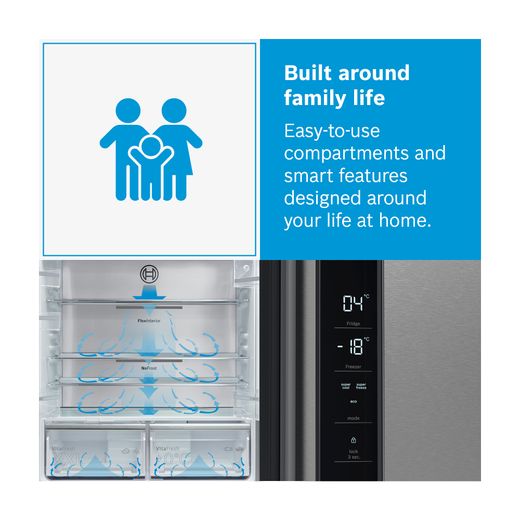 Bosch Series 6 American Fridge Freezer - Stainless Steel Effect - Annotation - Built around family life
