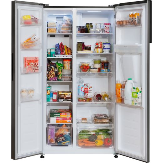 Russell Hobbs American Fridge Freezer - Black Steel - Doors open
