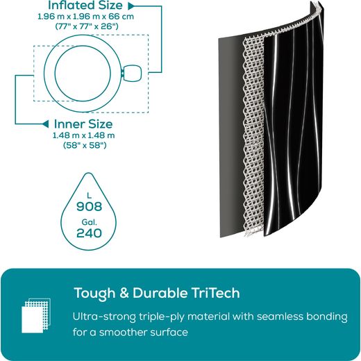 Lay-Z-Spa Hollywood Luxe AirJet™ BW60059GB Hot Water Dispenser - Black - Annotation - Tough and durable shot