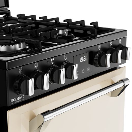Stoves Richmond Deluxe Freestanding Dual Fuel Cooker - Matte Cream - Control panel