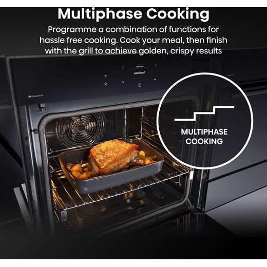 Hisense Hi8 BlackLine BAS6PH8BUKWF Wifi Connected Built In Electric Single Oven with Pyrolytic Cleaning - Black - Annotation - Multiphase cooking shot