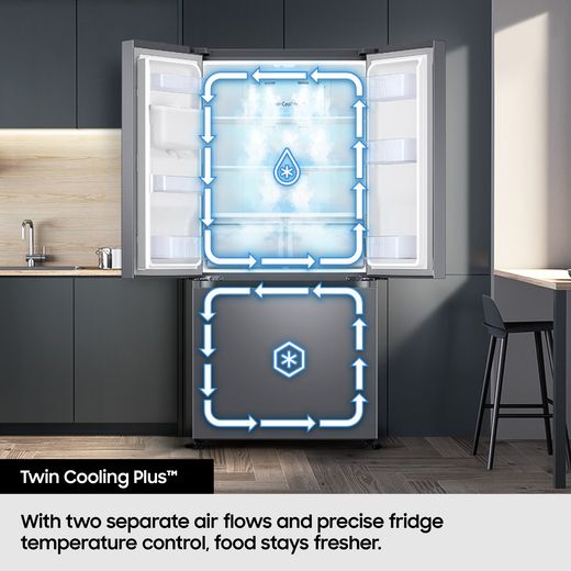 Samsung American Fridge Freezer - Gentle Black Matt - Annotation - Twin Cooling Plus