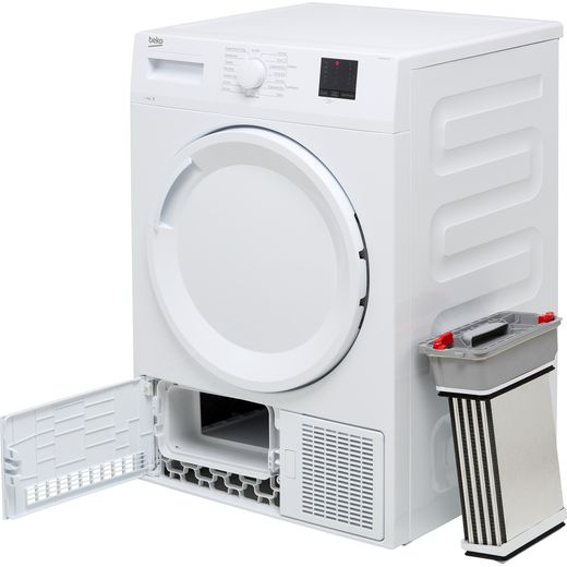 Beko 8Kg Condenser Tumble Dryer - White - Filter door open