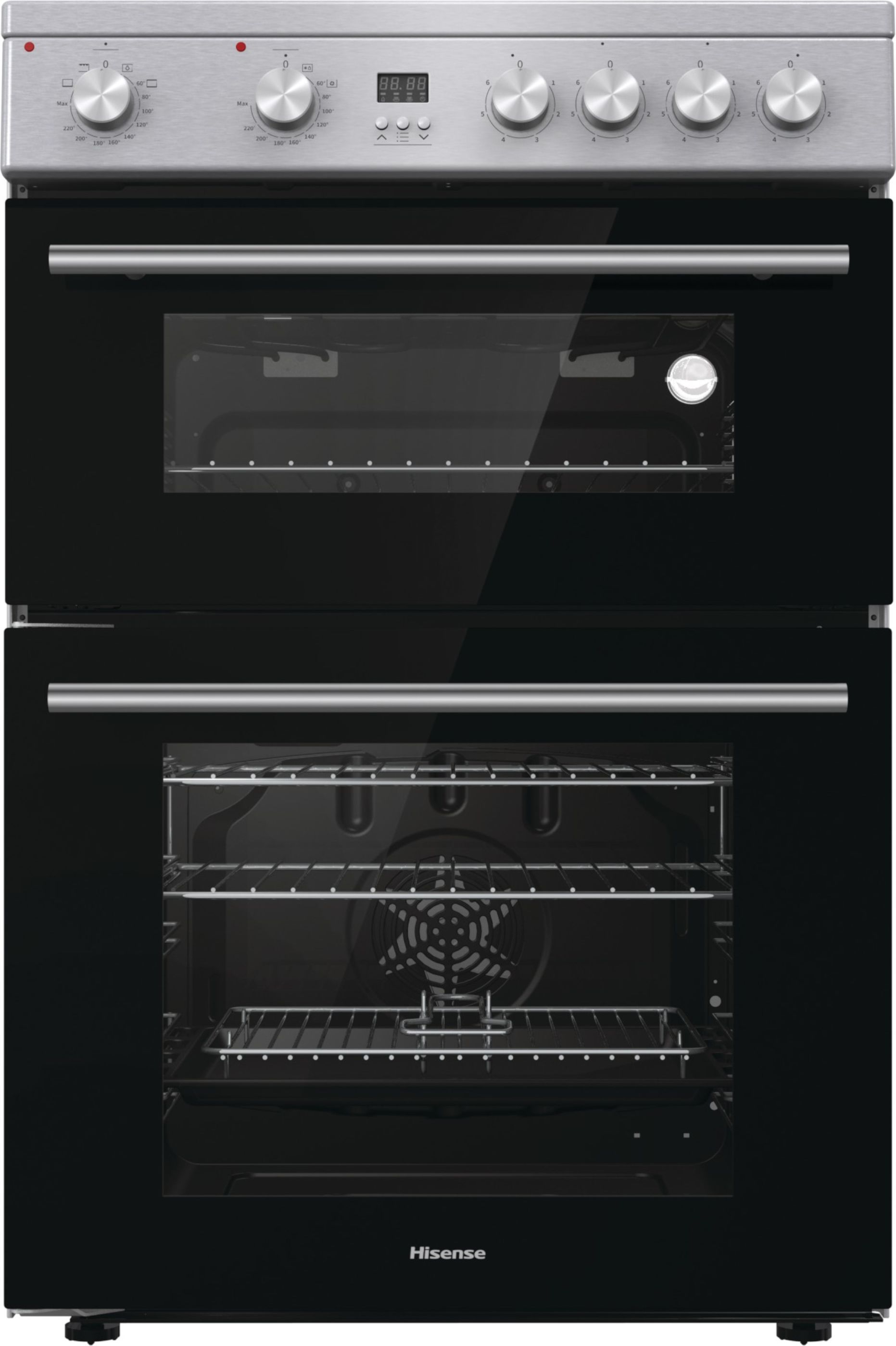 Hisense 60cm Ceramic Hob Double Oven Electric Cooker - Stainless Steel