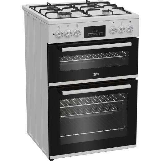 Beko Freestanding Dual Fuel Cooker - White - Right perspective shot