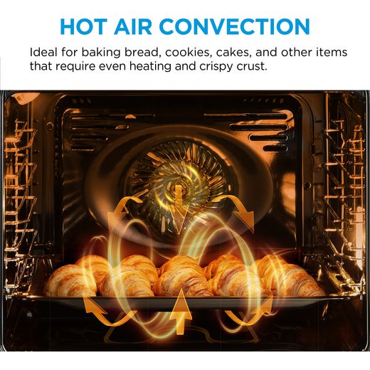 Midea Xpress Fry MBO7NM30E4-BK Wifi Connected Built In Electric Single Oven - Black - annotation - hot air shot