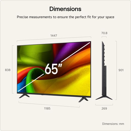 LG 65" 4K Ultra HD Smart TV - Annotation - dimension shot 