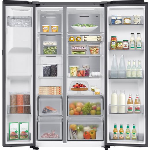 Samsung Series 9 AI Home American Fridge Freezer - Silver - Doors open