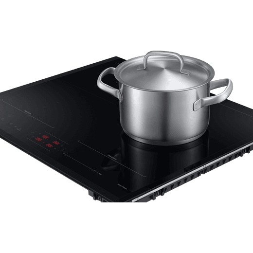 Samsung Series 5 NZ64B5066KK 59cm Induction Hob - Black - Left perspective with pan