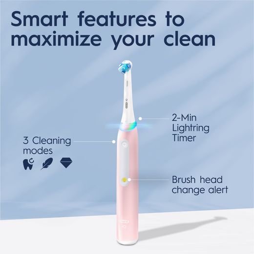 Oral B iO™ 3 Electric Toothbrush - Blush Pink - Annotation - Smart features shot