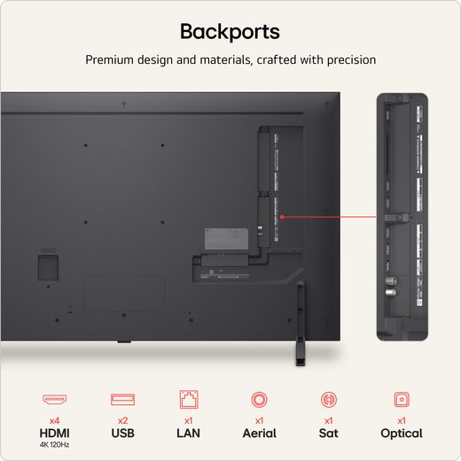 LG evo AI 50" 4K Ultra HD MiniLED Smart TV - Annotation -port shot
