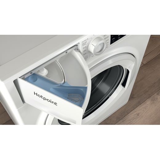 Hotpoint Anti-Stain NSWM 846 W UK 8kg Washing Machine with 1400 rpm - White - Detergent tray shot