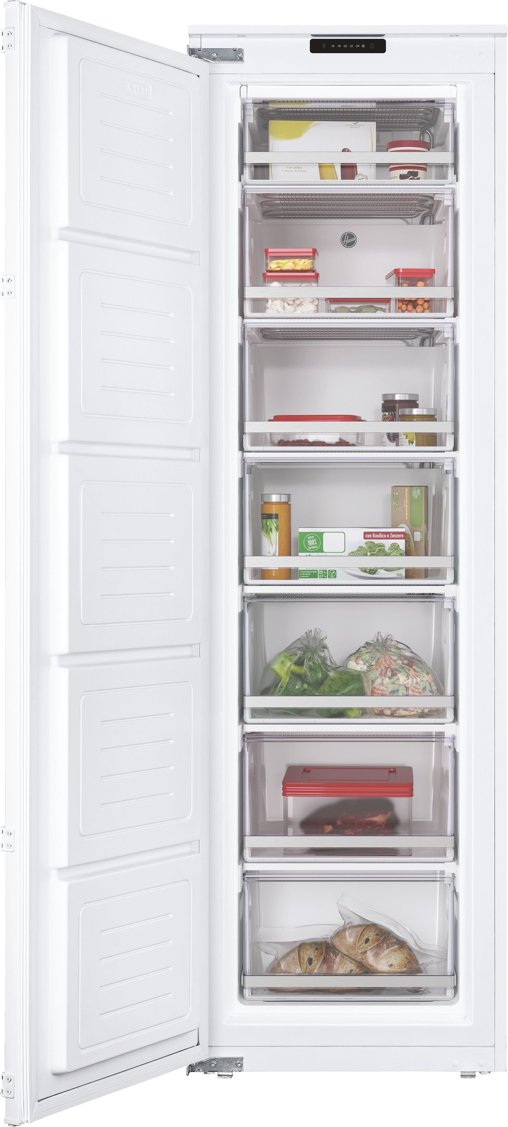 Image of Hoover HOUS518EWK Integrated 177cm Upright Freezer with Sliding Door Hinge Kit - E Rated, White