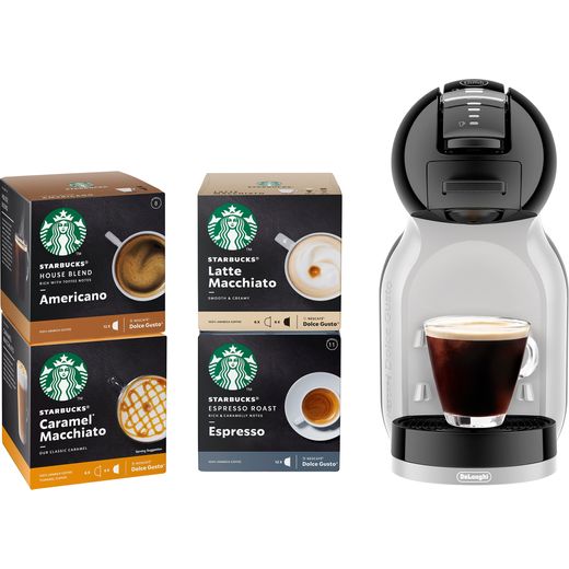 Dolce Gusto by De'Longhi MiniMe EDG155.BG Pod Coffee Machine Starbucks Bundle with 4 Boxes - Black / Grey