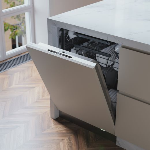 ASKO Logic Integrated Standard Dishwasher - Stainless Steel - Dishwasher in kitchen with door open