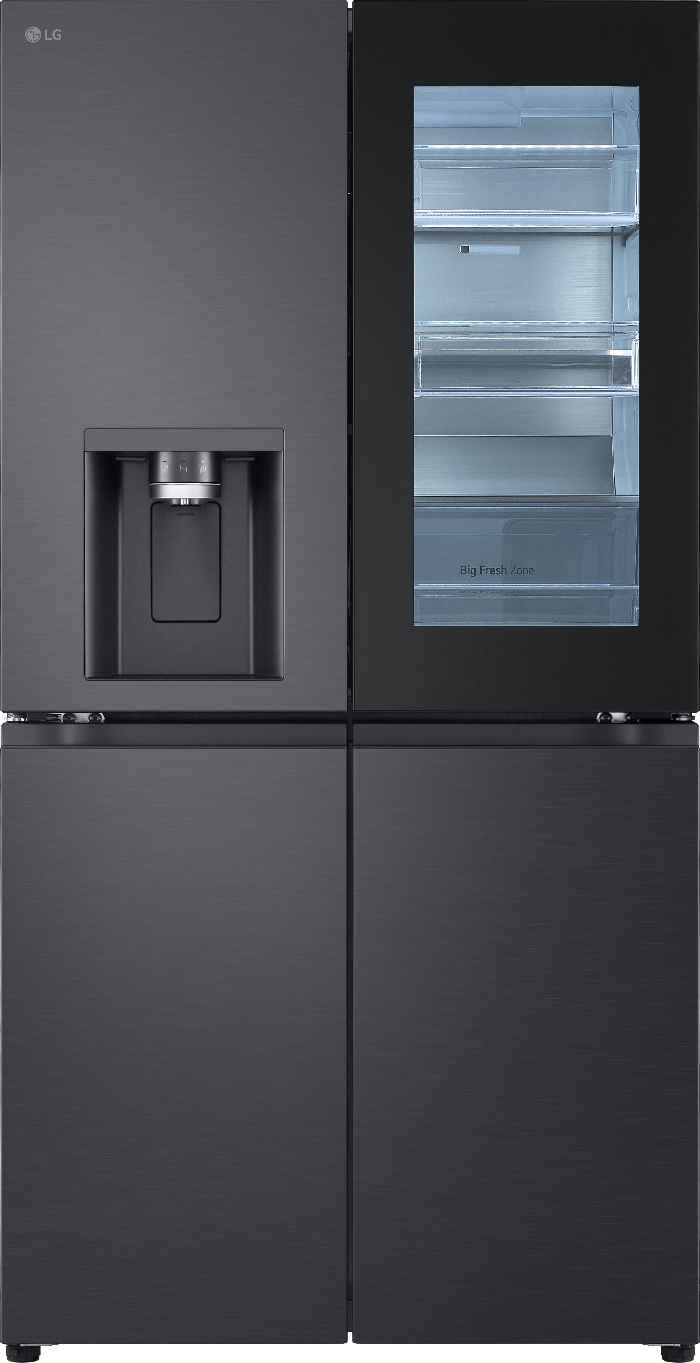LG InstaView GMG960EVJE Wifi Connected Plumbed Frost Free American Fridge Freezer - Matte Black - E Rated, Black