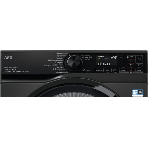 AEG 7000 Series 10Kg / 6Kg Washer Dryer - Black - Control panel shot