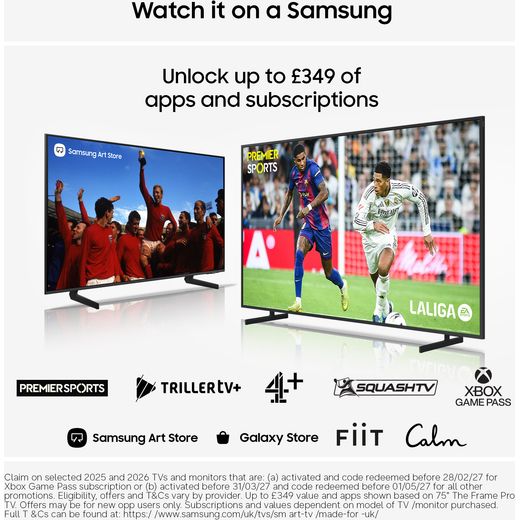 Samsung 77" 4K Ultra HD OLED Smart TV [2026] - Annotation - Apps and subscriptions