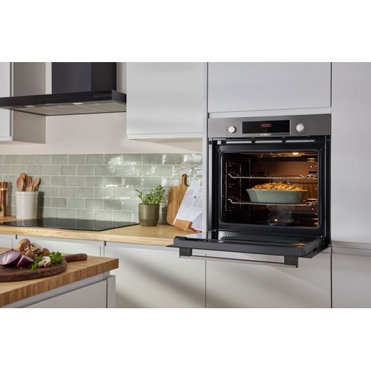 Bosch Series 4 HQA534BS3B Built In Electric Single Oven - Stainless Steel - oven door open shot
