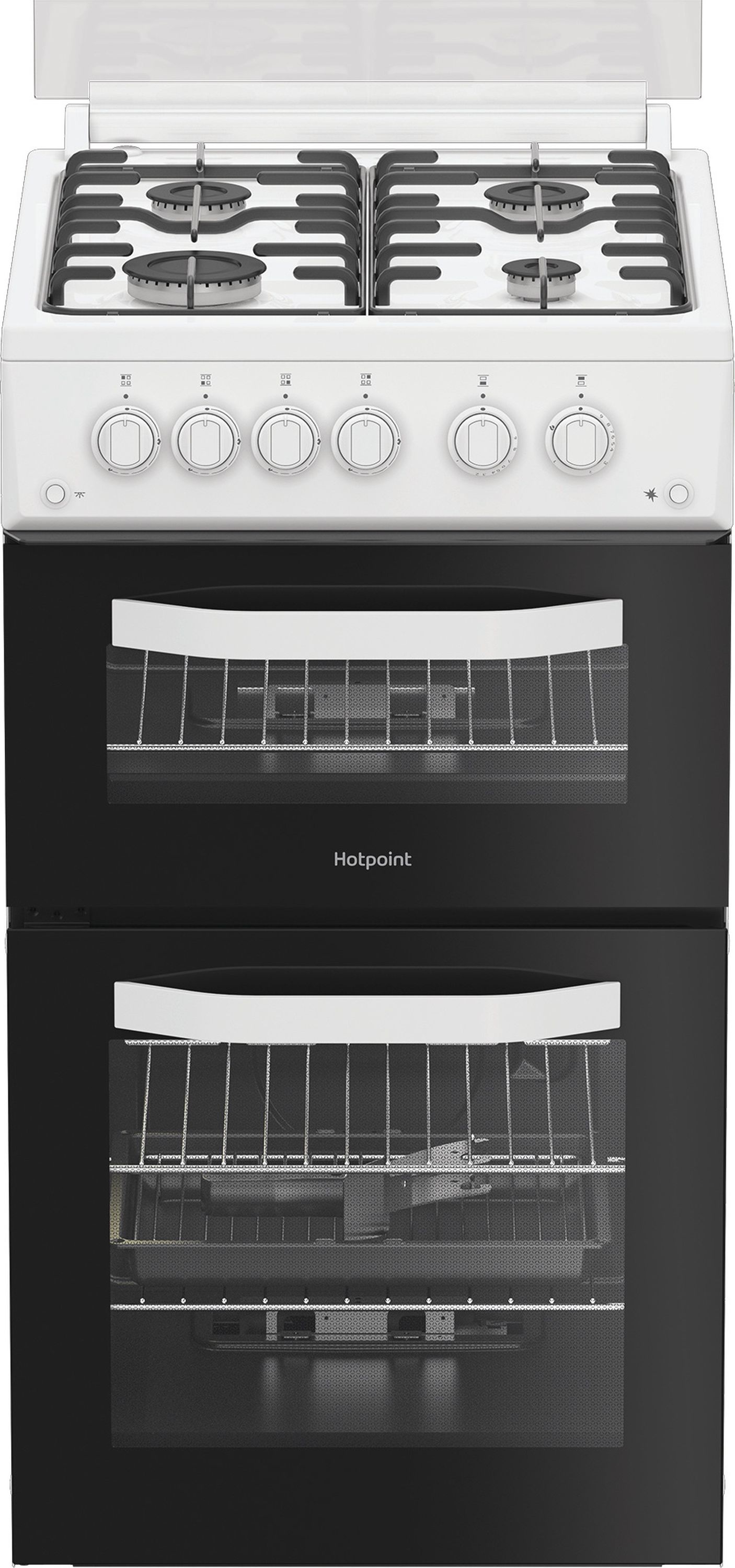 Image of Hotpoint HDG5GCW 50cm wide Double Oven Gas Cooker - White - A+/A Rated, White