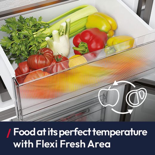 Hoover HONCQ3T518ENWK 185cm 50/50 Frost Free Fridge Freezer - White - Annotation - fresh area shot