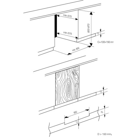 Beko Integrated Under Counter Freezer with Fixed Door Fixing Kit - Annotation - Dimension shot