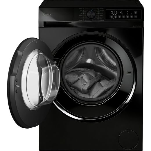 Candy GWD GWD 496B8B-80 / 6Kg Washer Dryer with 1400 rpm - Black - front with door open shot 