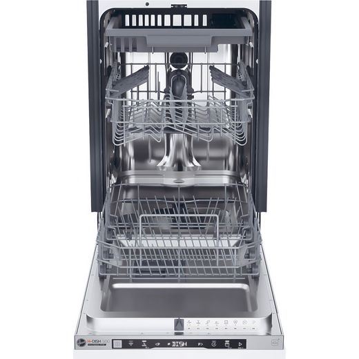 Hoover Integrated Slimline Dishwasher - Silver Control Panel - Front with door open shot