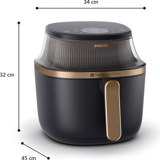 Philips 3000 Series NA342/09 Air Fryer - Black / Gold - Annotation - Dimension shot