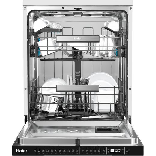 Haier I-Pro Shine Series 7 Standard Dishwasher - White - Front with door open shot