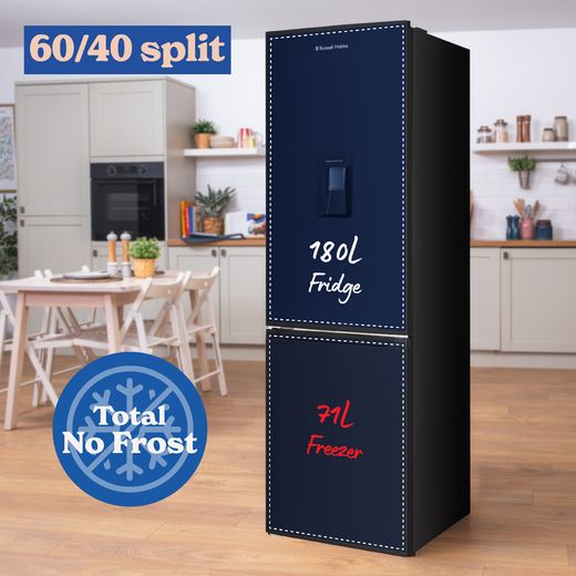 Russell Hobbs RH181TNF552E1BWD 181cm 60/40 Frost Free Fridge Freezer - Black - Annotation - split type shot