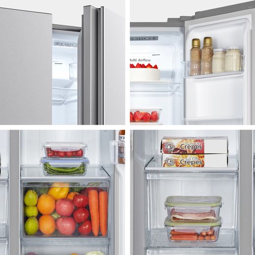 Fridgemaster American Fridge Freezer - Silver - Combination shot