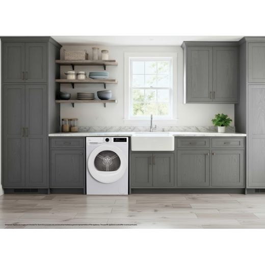 Candy Quick Pro GD 10N1-80 10Kg Heat Pump Tumble Dryer - White - tumble dryer in kitchen shot