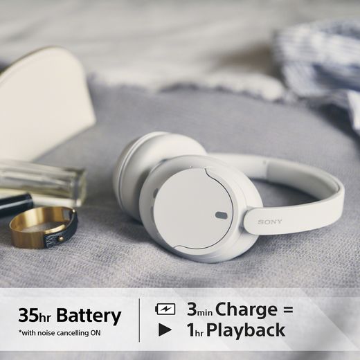 Sony WH-CH720N Wireless Noise Cancelling Over-ear Headphones - White - Annotation - battery shot