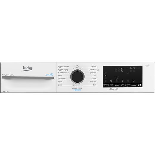 Beko SteamCure BM3T3833W 8Kg Heat Pump Tumble Dryer - White - Control panel shot
