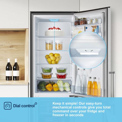 Fridgemaster MC55265DES 180cm 70/30 Fridge Freezer - Silver - Annotation - Dial control